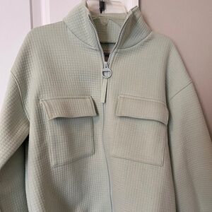 Madewell Quilted Jacquard Zip Jacket - Iced Mint - XXS